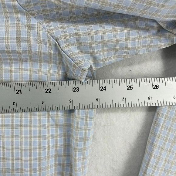 ETON Contemporary Button-Up Shirt Men's Sz 17.5 Blue Plaid Regular Fit Collared - Picture 3 of 12